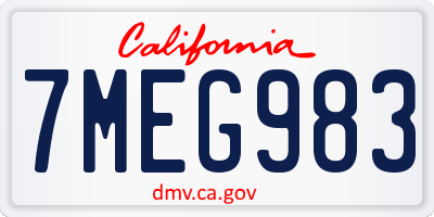 CA license plate 7MEG983