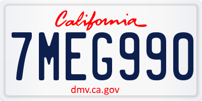 CA license plate 7MEG990