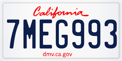 CA license plate 7MEG993