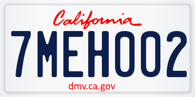 CA license plate 7MEH002