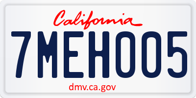 CA license plate 7MEH005