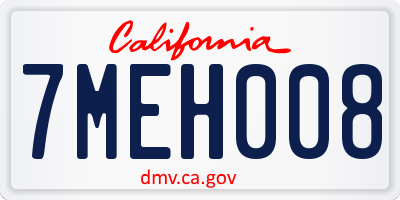 CA license plate 7MEH008