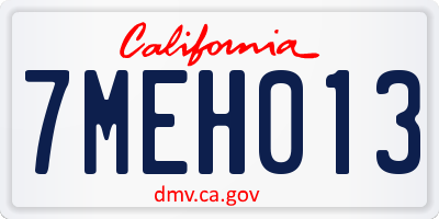 CA license plate 7MEH013