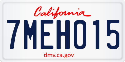 CA license plate 7MEH015