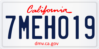 CA license plate 7MEH019