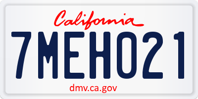 CA license plate 7MEH021