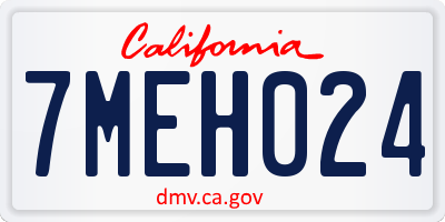CA license plate 7MEH024