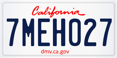 CA license plate 7MEH027