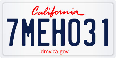 CA license plate 7MEH031