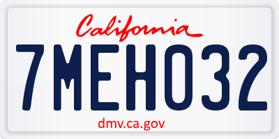 CA license plate 7MEH032