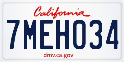 CA license plate 7MEH034