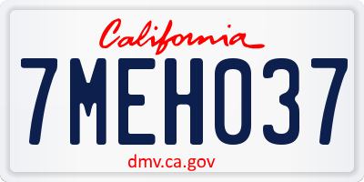 CA license plate 7MEH037