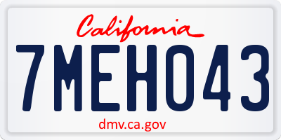 CA license plate 7MEH043