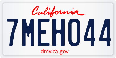 CA license plate 7MEH044