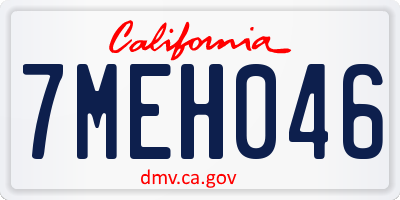 CA license plate 7MEH046