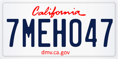 CA license plate 7MEH047