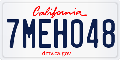 CA license plate 7MEH048