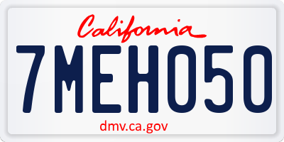 CA license plate 7MEH050