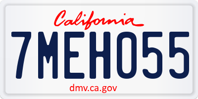 CA license plate 7MEH055