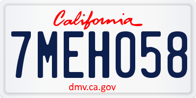 CA license plate 7MEH058