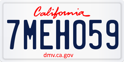 CA license plate 7MEH059
