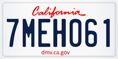 CA license plate 7MEH061