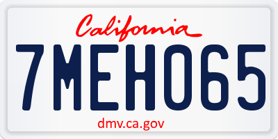 CA license plate 7MEH065
