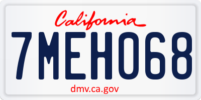 CA license plate 7MEH068