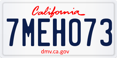 CA license plate 7MEH073