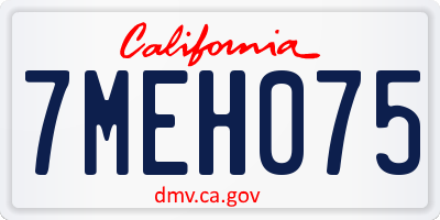 CA license plate 7MEH075