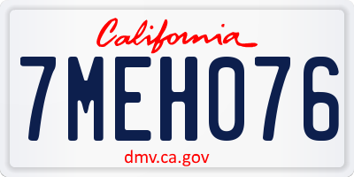 CA license plate 7MEH076