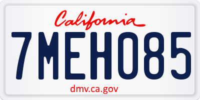 CA license plate 7MEH085