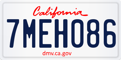 CA license plate 7MEH086