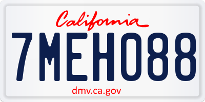 CA license plate 7MEH088