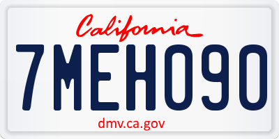 CA license plate 7MEH090