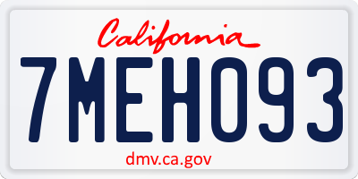 CA license plate 7MEH093
