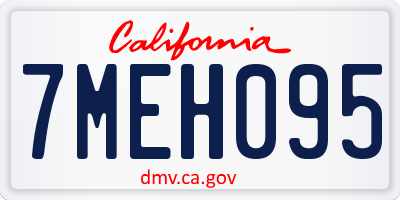 CA license plate 7MEH095