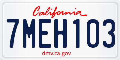 CA license plate 7MEH103