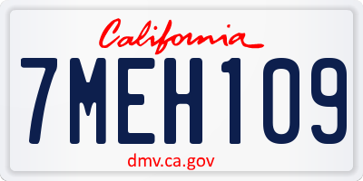 CA license plate 7MEH109