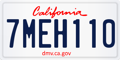 CA license plate 7MEH110