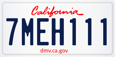 CA license plate 7MEH111