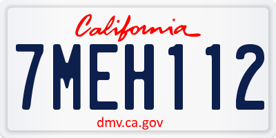 CA license plate 7MEH112