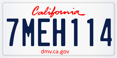 CA license plate 7MEH114