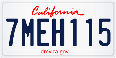 CA license plate 7MEH115