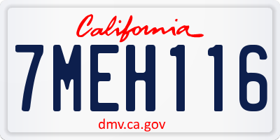 CA license plate 7MEH116