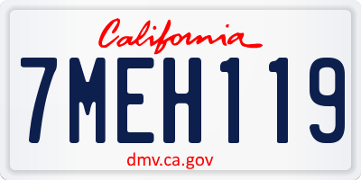 CA license plate 7MEH119