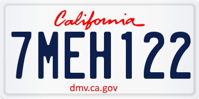 CA license plate 7MEH122