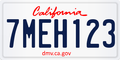 CA license plate 7MEH123