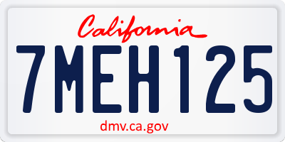 CA license plate 7MEH125