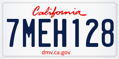CA license plate 7MEH128